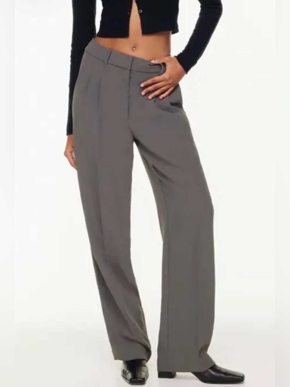 Aritzia Babaton Collins Wide-Leg, High Rise Pants Charcoal, 12 NEW